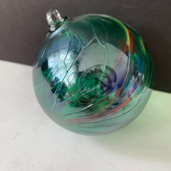 HANDMADE GLASS ORNAMENT FROM POLAND IN BOX  3" IN DIAMETER - Picture 1 of 6